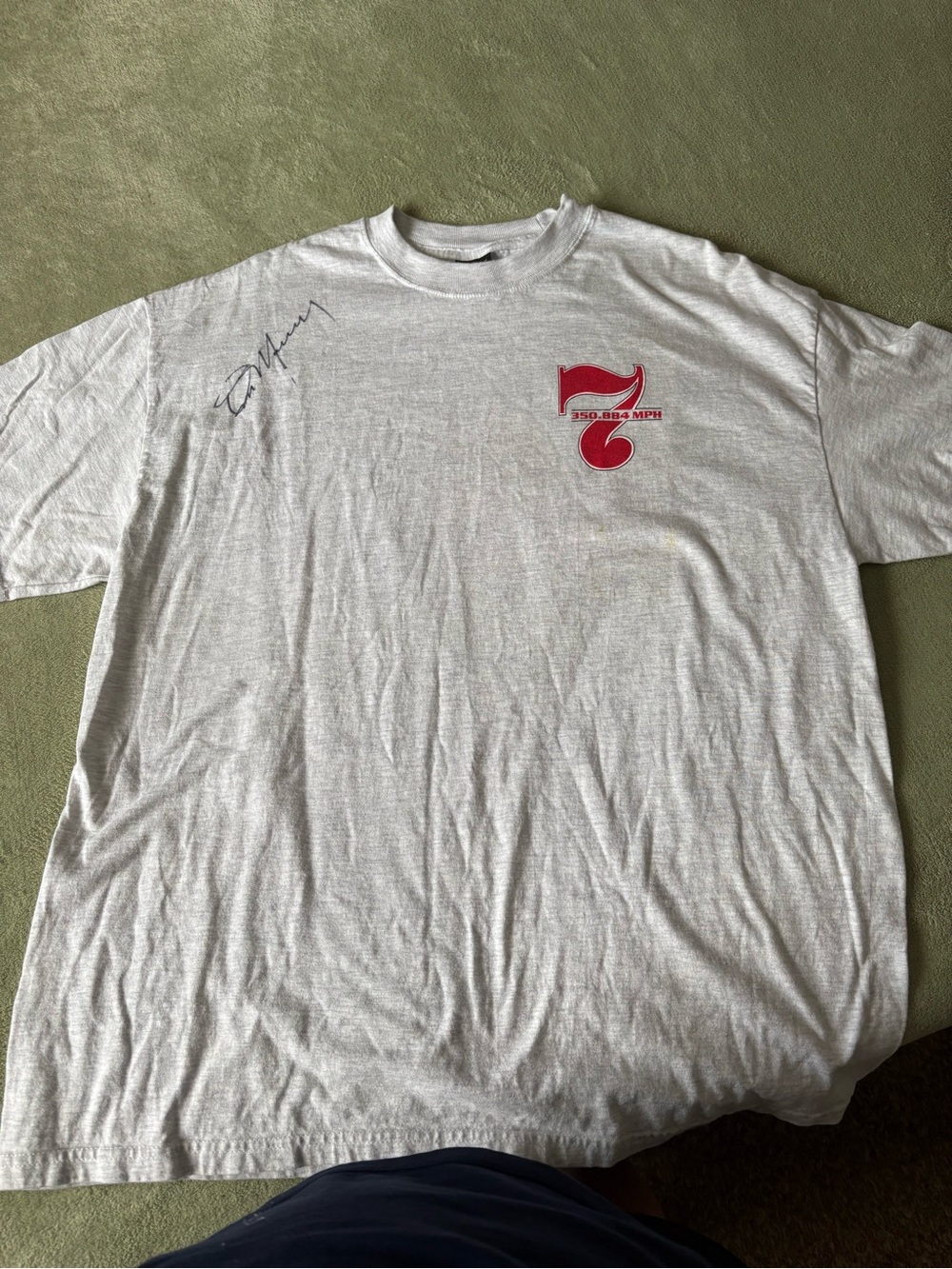 Signed  Gray Graphic Tee with Red Logo - Men